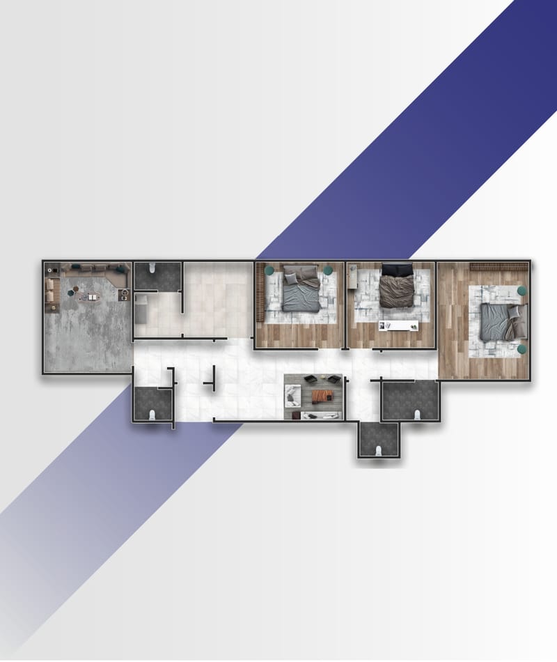 شقة نموذج A شارع واحد