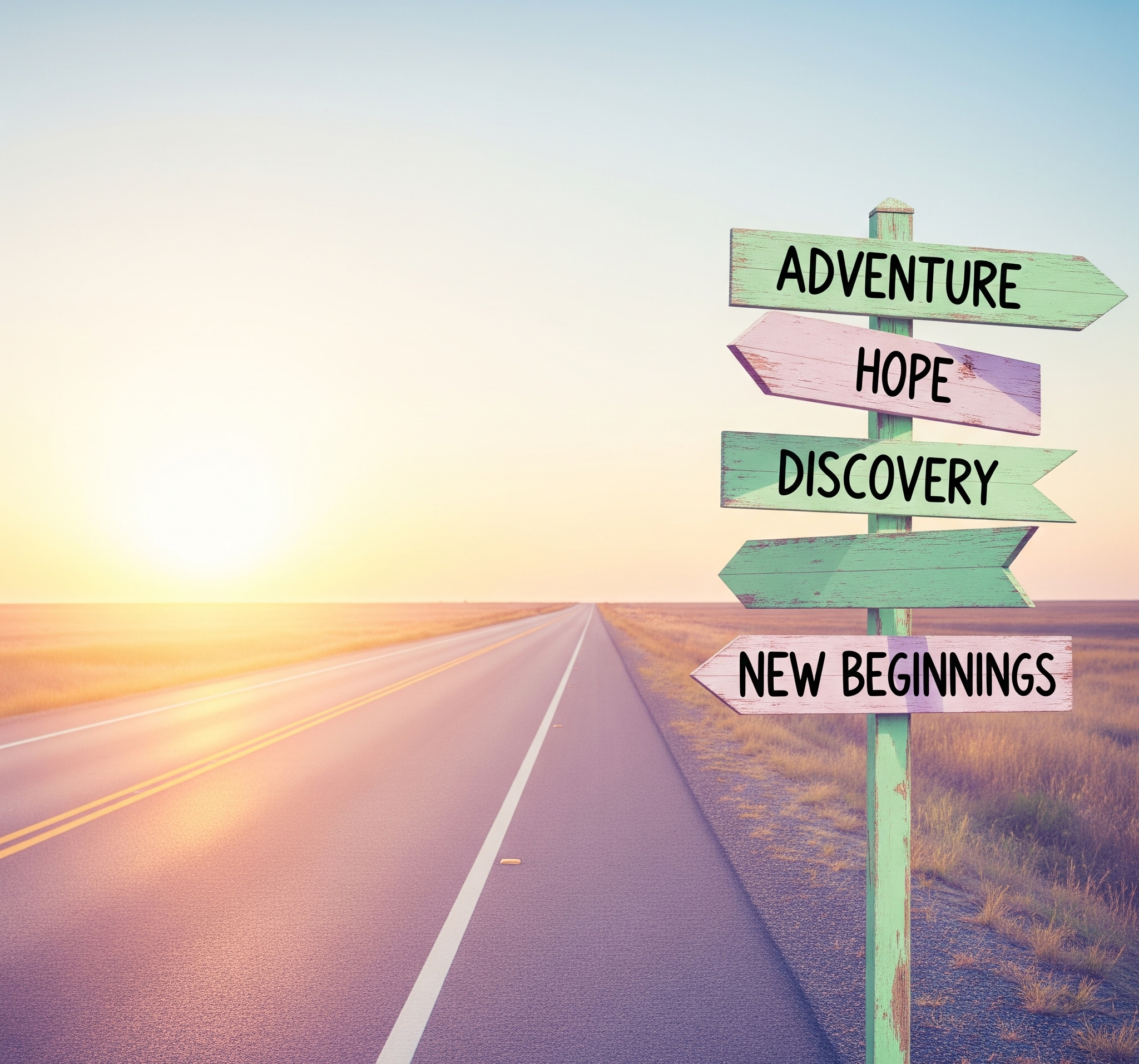 A simple road or highway image with a signpost showing directions (symbolizing "life journey" or "road trip metaphor").