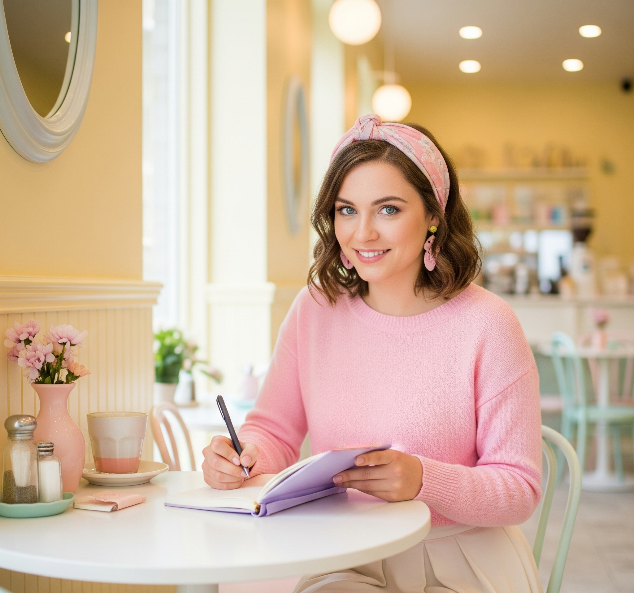 A young lady celebrating small wins with journaling and self-care.