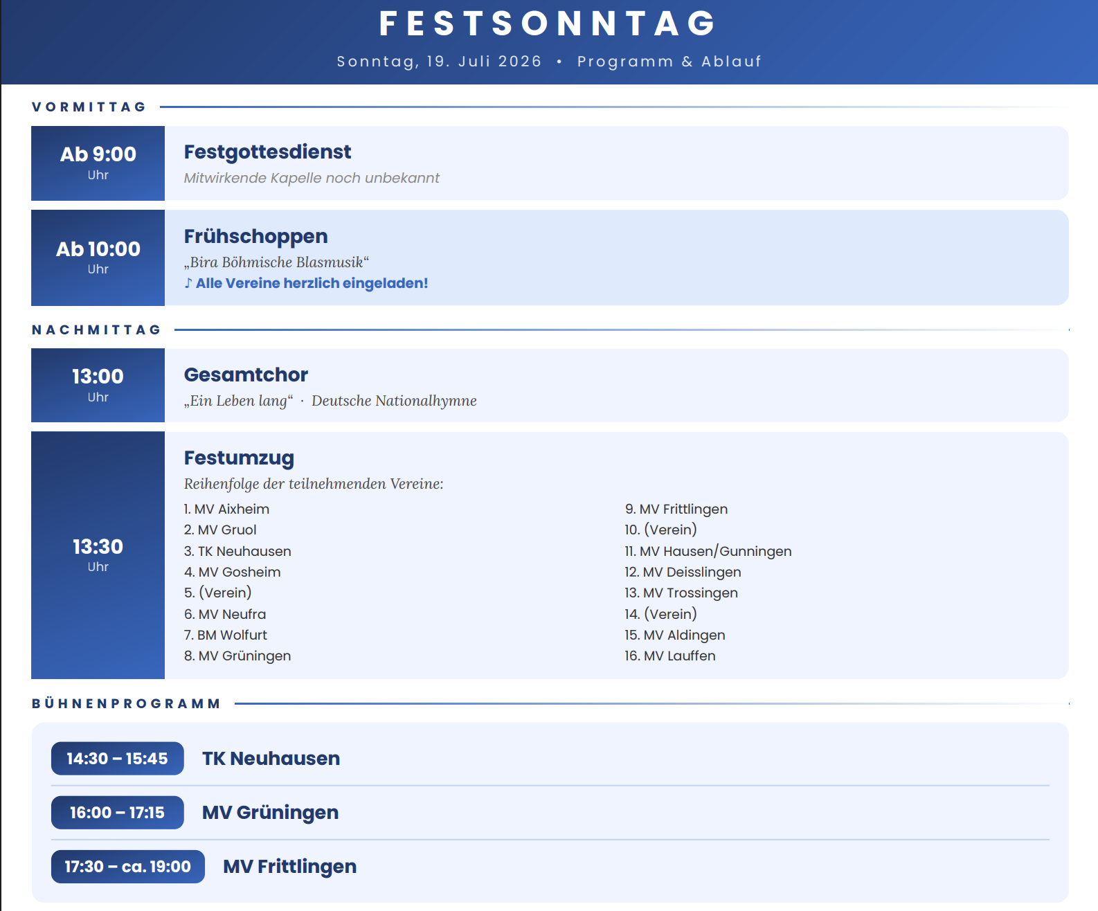 Ablauf Festsonntag