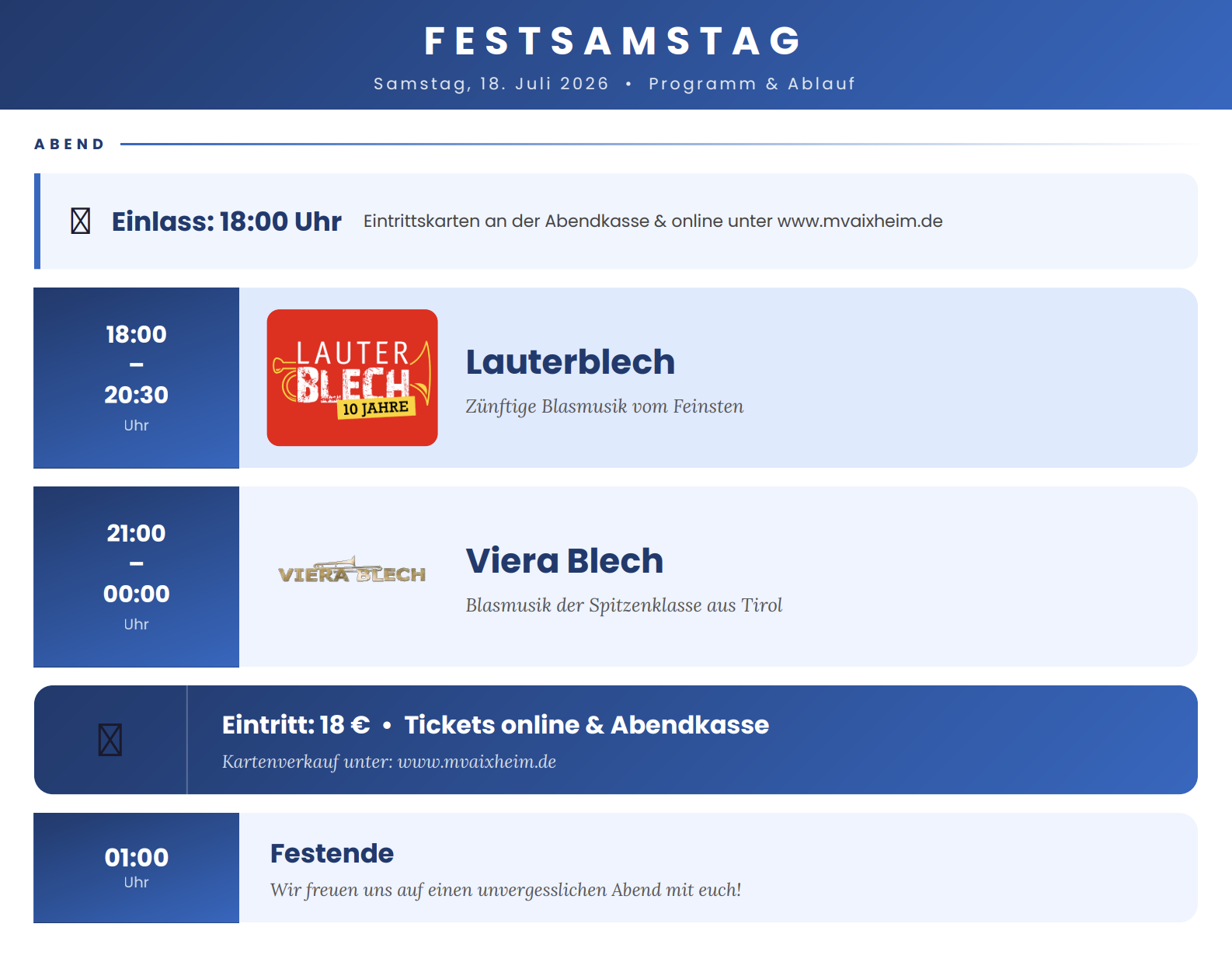 Ablauf Festsamstag