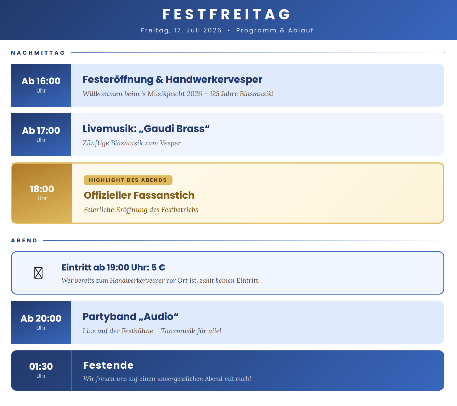 Ablauf Festfreitag