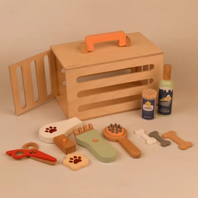 Wooden Pet Grooming Set Toy – A Fun and Educational Pretend Play Experience for Kids