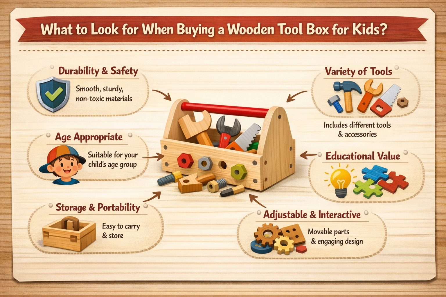 Wooden Tool Box for Kids