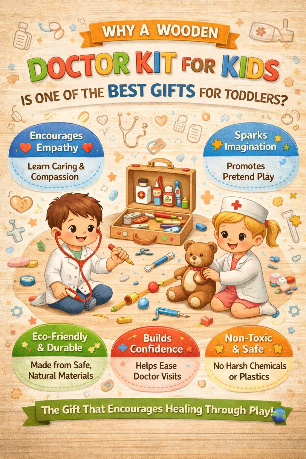 Wooden Doctor Kit for Kids