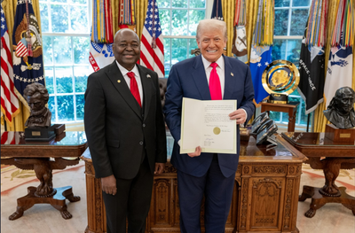 Amb. Conteh Presents Credentials to Pres. Trump