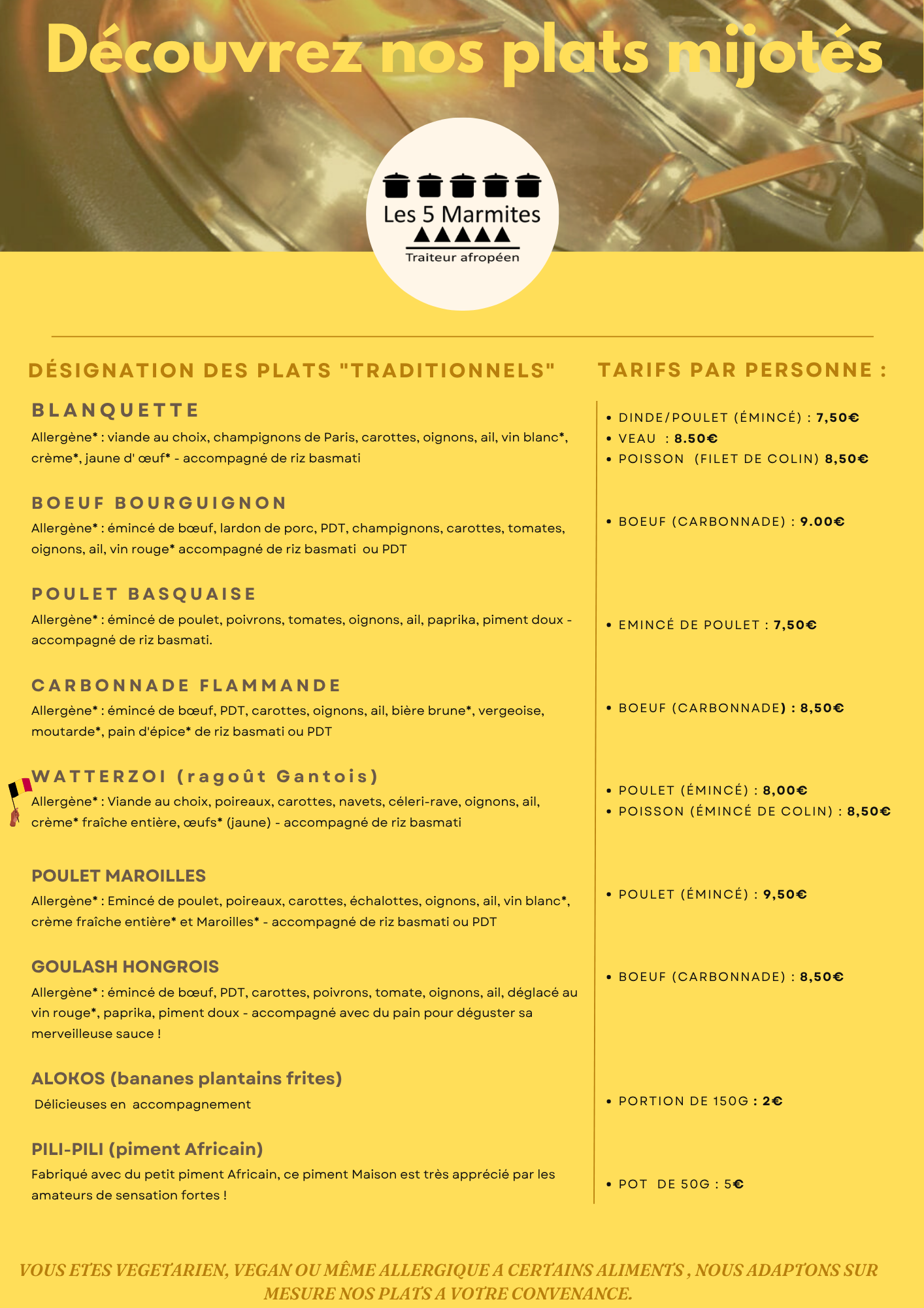 Nos plats traditionnels