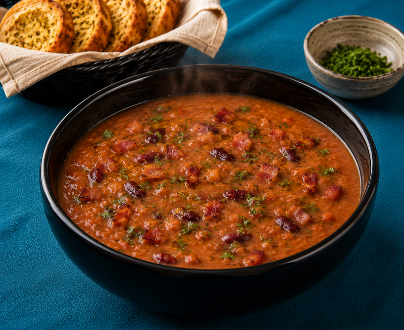 Sopa de Feijão Vermelho com Bacon