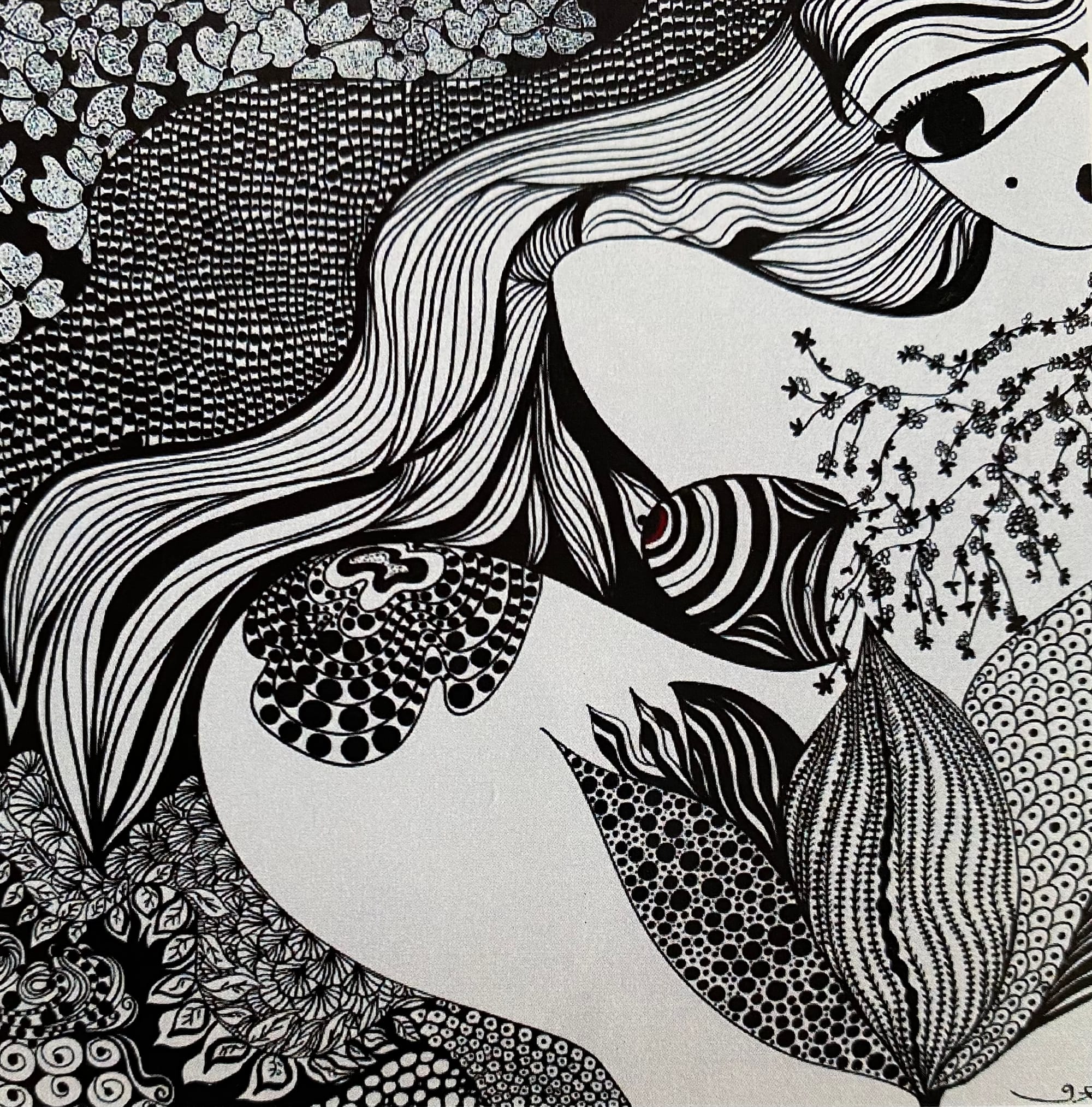 Artist Gloria Fu Keh artwork "The Birth of Creation" ink on canvas 90X90 cm. 2013
