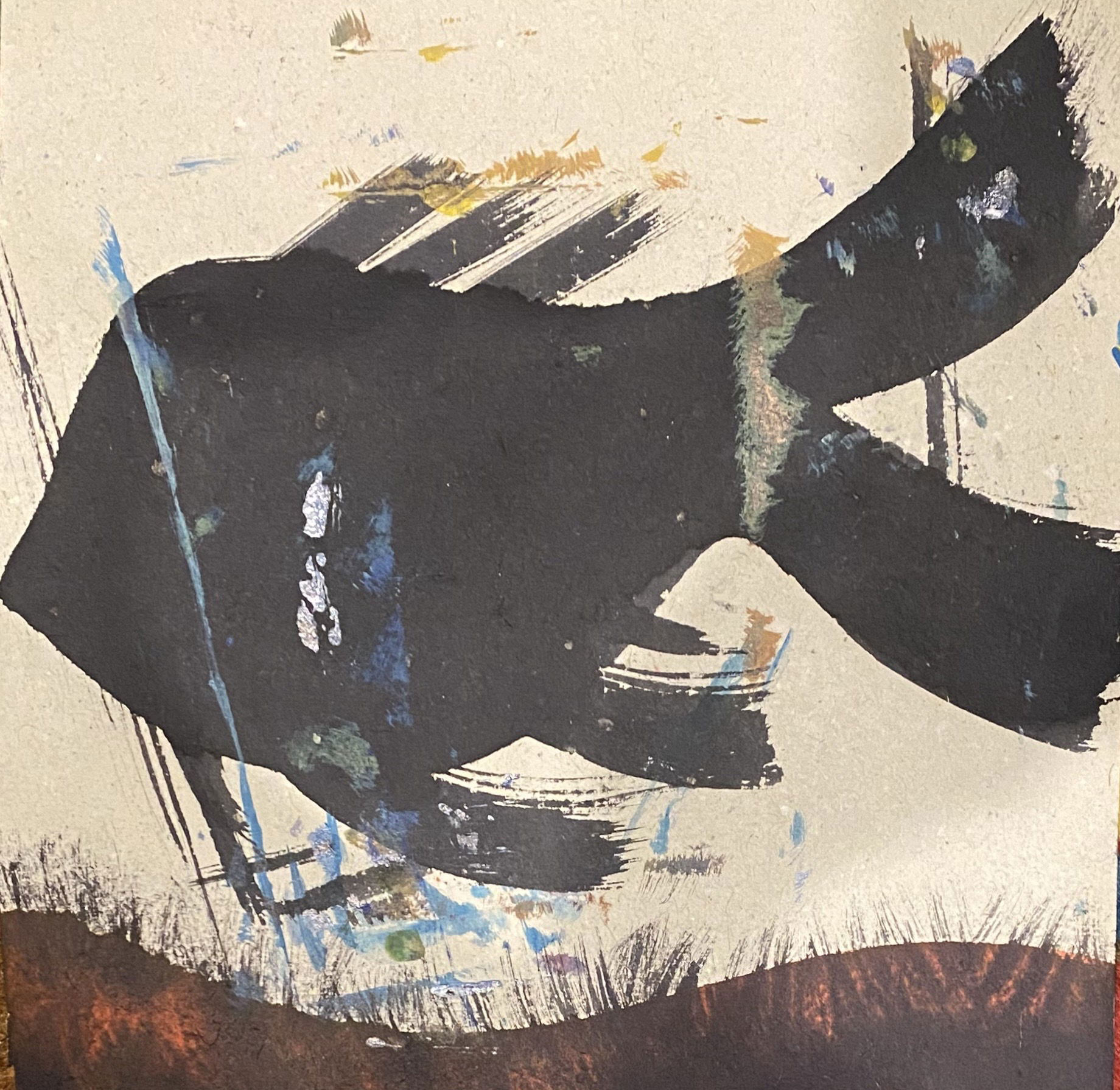 Artist Gloria Fu Keh artwork "Sakana" Ink on handmade paper 30X28 cm. 2025