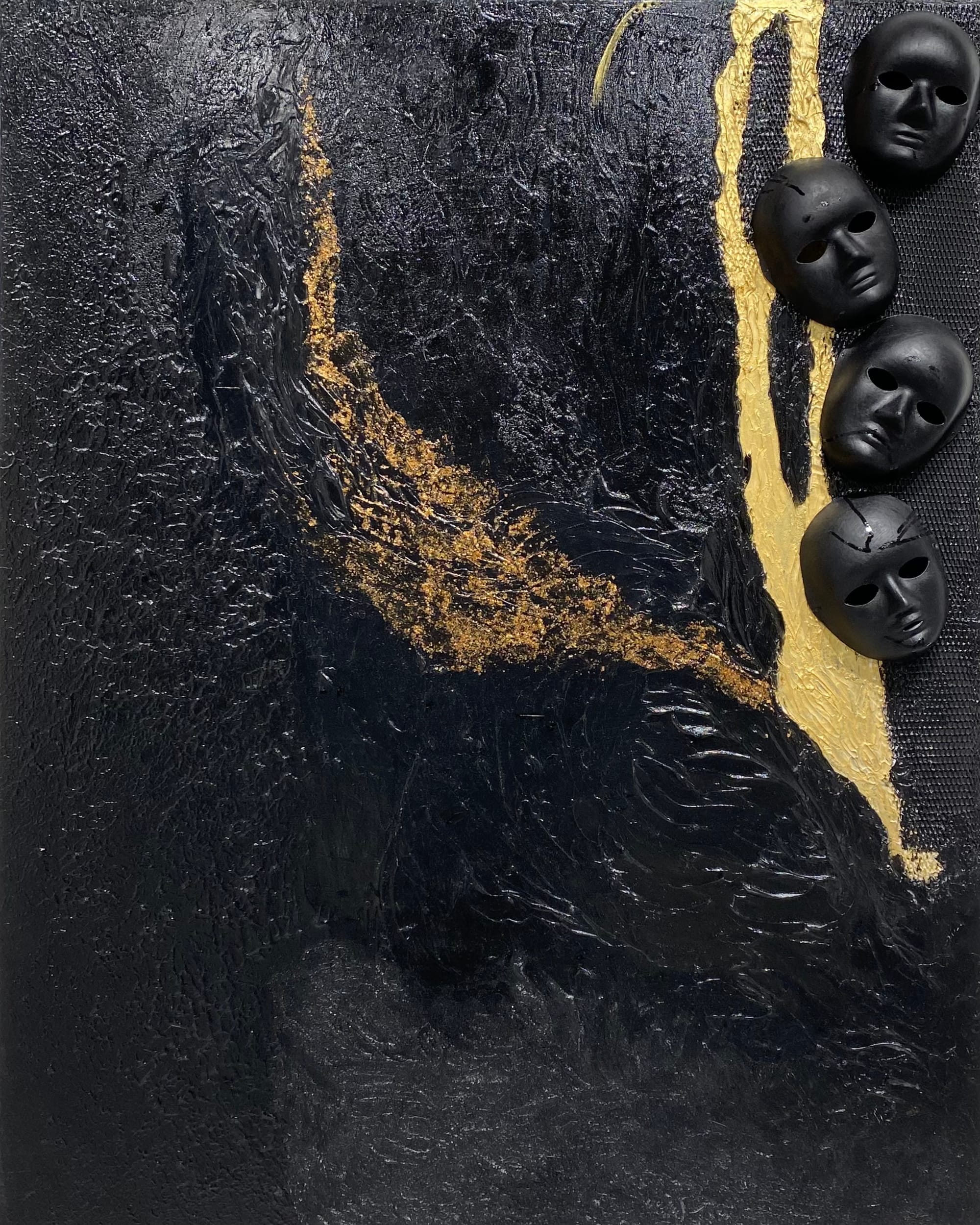 Artist Gloria Fu Keh artwork "Persona" Mixed media on linen  152X122 cm. 2023