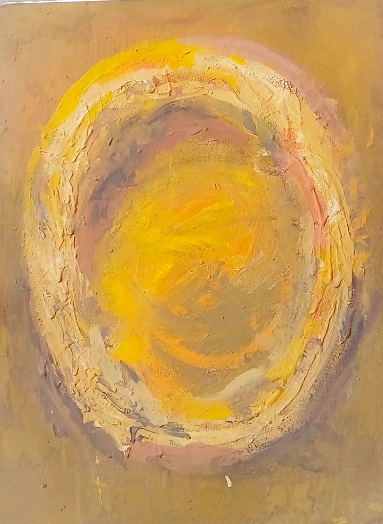 Ugnė Ieva Rima Stasiulaitytė-Dulevičienė artwork  from the cycle "Yeallow circle" 69/70 cm. acrylic, board, author technique