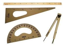 Metros, Escuadras, Compases y Semicírculos de Madera para Pizarra