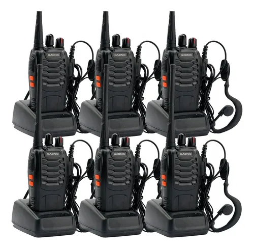Handy Radio Gadnic UHF Walkie Talkie 16ch Vox + Auriculares Color Negro Manos Libres