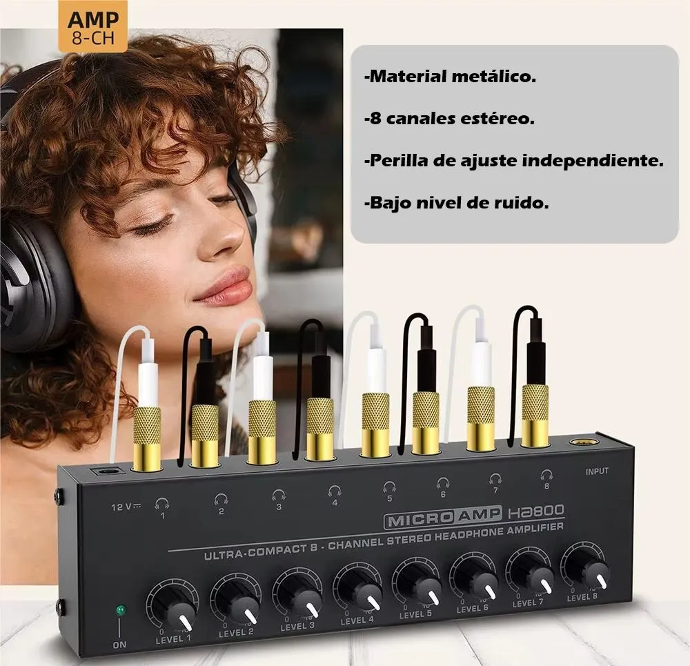Amplificador de Auriculares (8 Canales Estéreo)