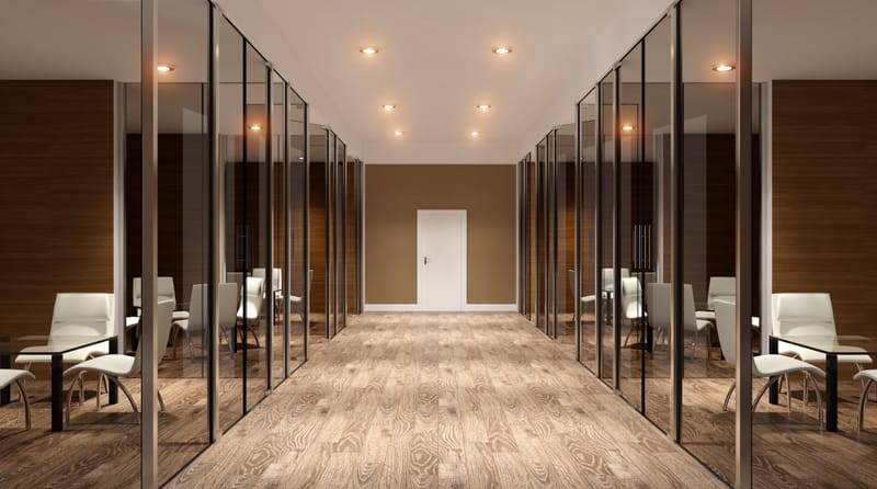 حلول تقسيم المساحات الداخلية بواجهات زجاجية مقاومة للحريق