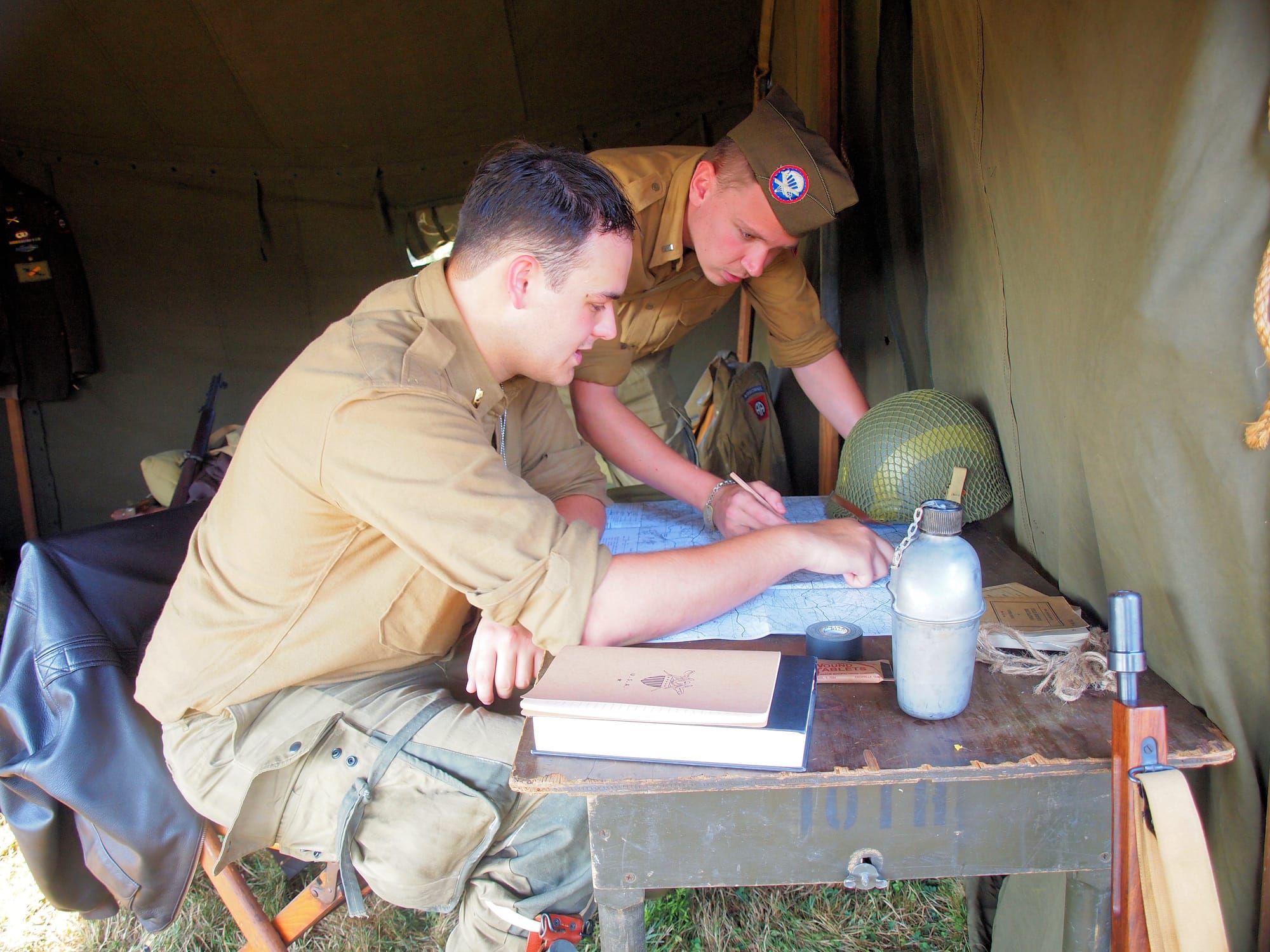 D-Day briefing, D-Day reenactment, Conneaut, Ohio, Aug., 2025 [Photo: S Cobaugh]