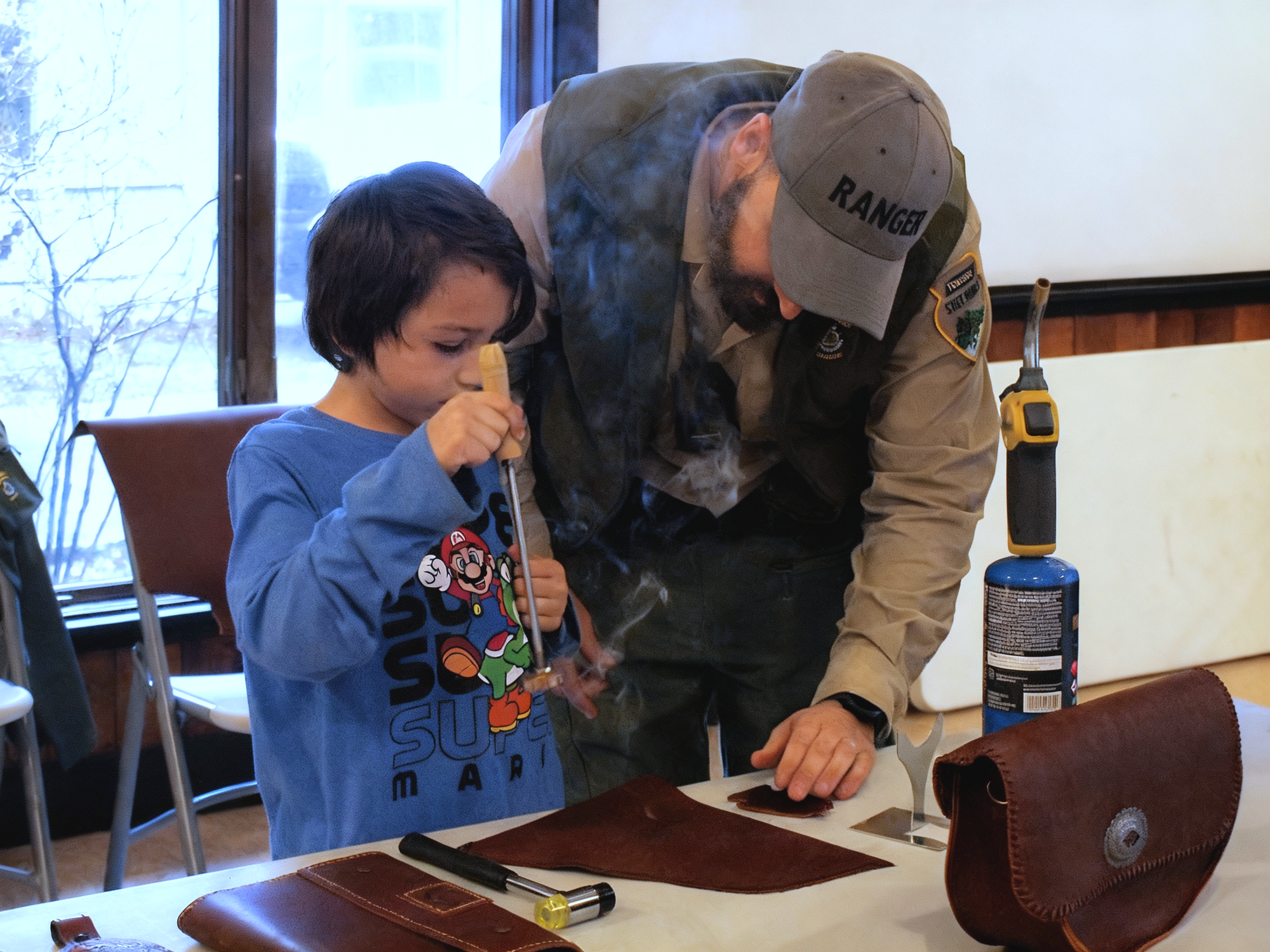 Leather Workshop, America 250 Event, Warriors Path State Park, Kingsport, TN, 1/10/26 [Photo: S Cobaugh]