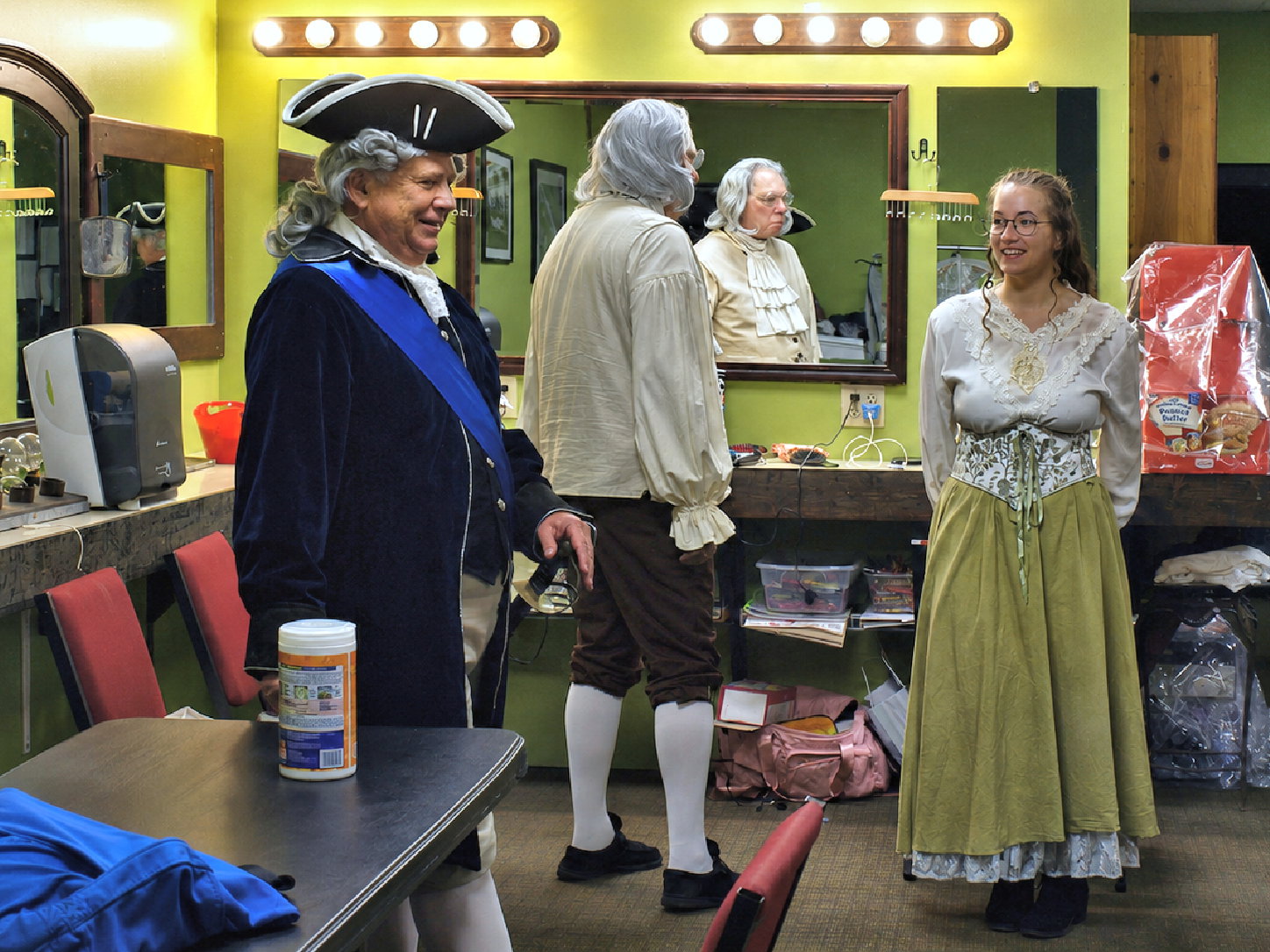 Actors in the Green Room, "The Voice, The Pen, The Sword," LampLight Theatre, Kingsport, TN, July 3, 2026 [Photo: S Cobaugh]