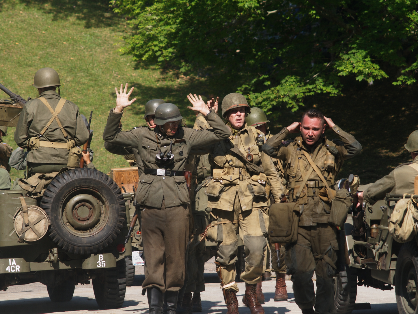 Germans taken prisoner by Americans, D-Day Ohio WW2 reenactment, Conneaut, OH, August 14, 2025 [Photo: S Cobaugh]