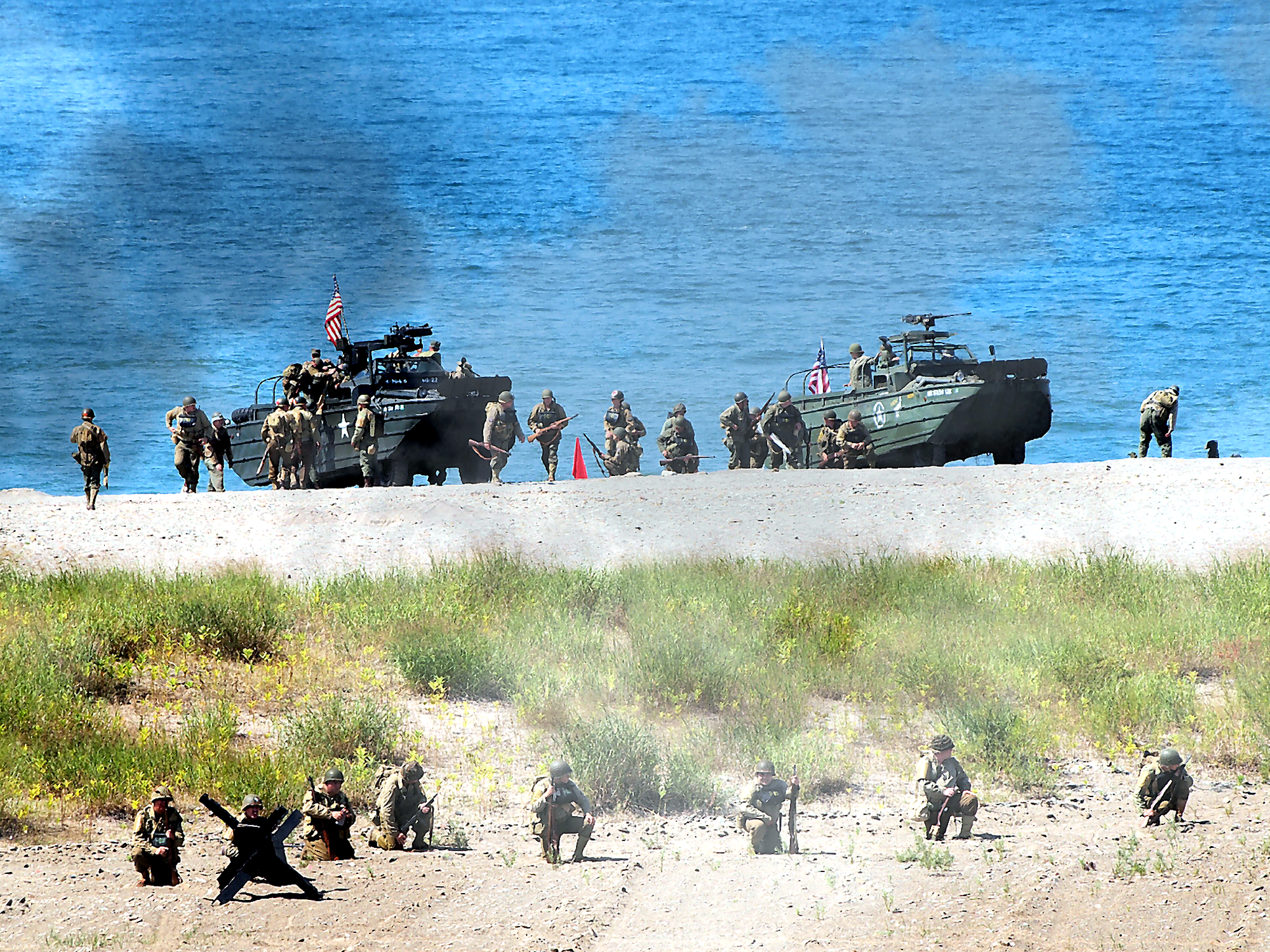 Higgins Boats on Normandy Beach, D-Day Ohio WW2 reenactment, August 14, 2025 [Photo: S Cobaugh]
