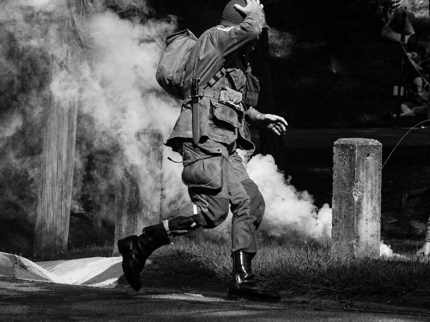 GI evades grenade, D-Day Ohio WW2 reenactment, Conneaut, OH, August 15, 2025 [Photo: S Cobaugh]