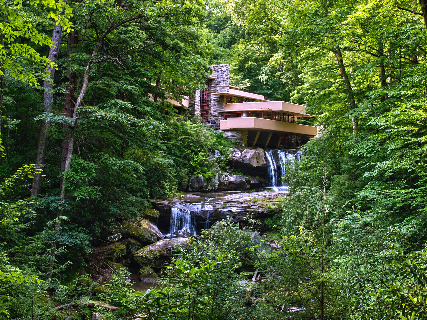 Falling Water by architect Frank Lloyd Wright, Mill Run, PA, June 25, 2023 [Photo: S Cobaugh]