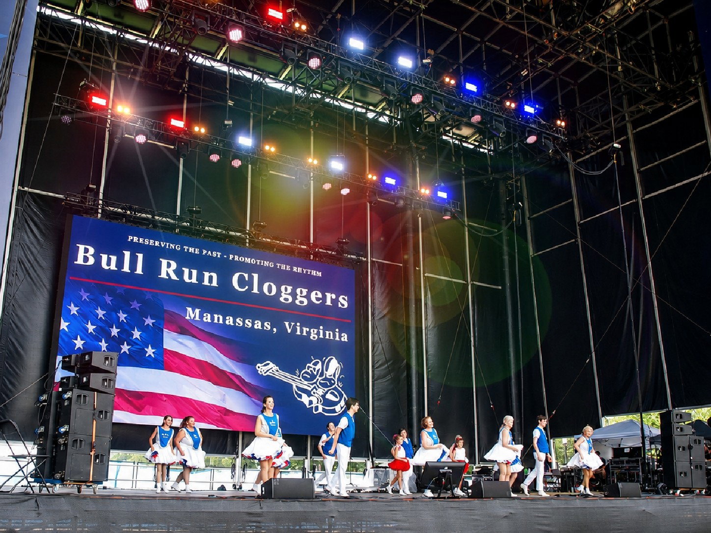 Freedom 250 event: Bull Run Cloggers of Manassas, VA, performs on the Main Stage, The Great American State Fair, National Mall, Washington, DC, July 8, 2026 [Photo: S Cobaugh]