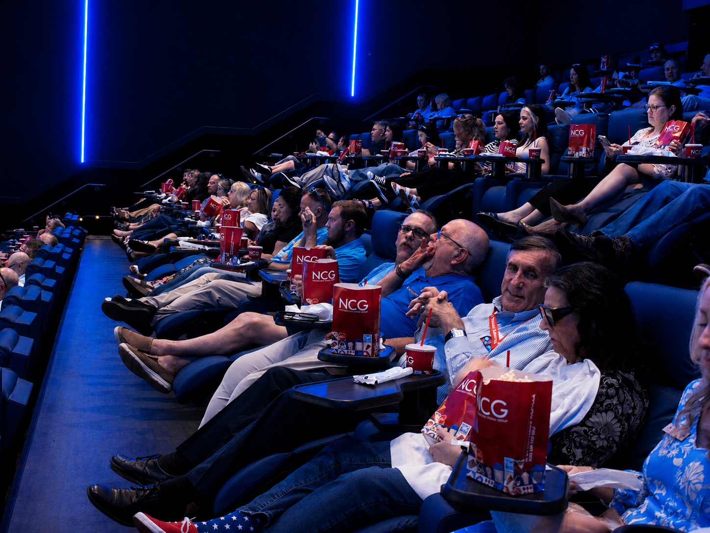 Special guests at the grand opening of the IMAX theatre at Fort Henry Mall, Kingsport, TN, viewed a special 3D film about the US Navy Blue Angels flight demonstration team, July 17, 2026 [Photo: S Cobaugh]
