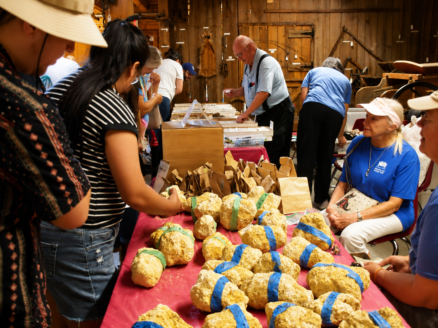 Kingsport Fun Fest: Visitors to the Bays Mountain Park Gem & Mineral Show look through rock specimens, Kingsport, Tn, July 19, 2026 [Photo: S Cobaugh]