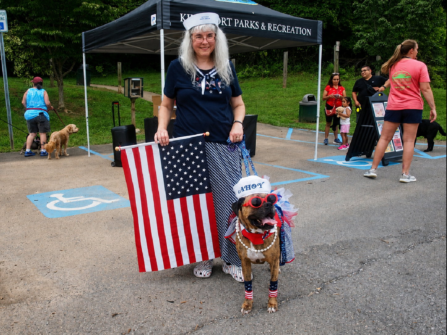 Kingsport Fun Fest: A resident and her dog display patriotic pride at Furrfest, Dog Park, Kingsport, TN, July 21, 2026 [Photo: S Cobaugh]