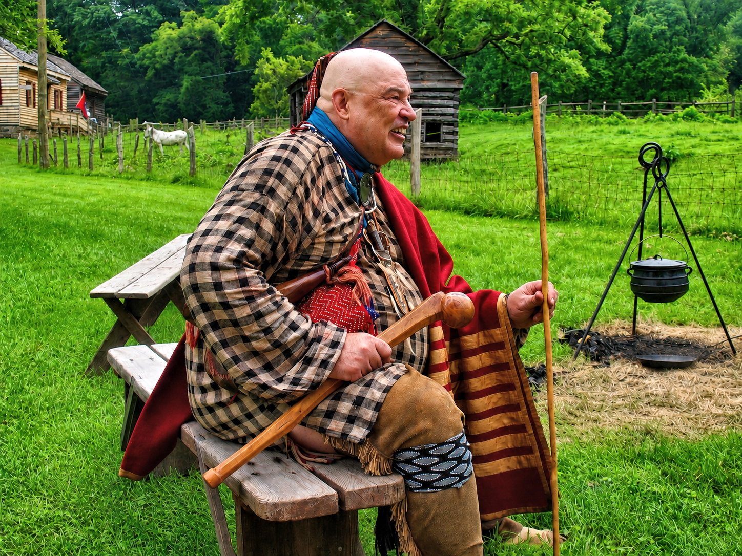 Kingsport Fun Fest: A Native American reenactor, Exchange Place Living History Farm, Kingsport, TN, July 25, 2026 [Photo: S Cobaugh]