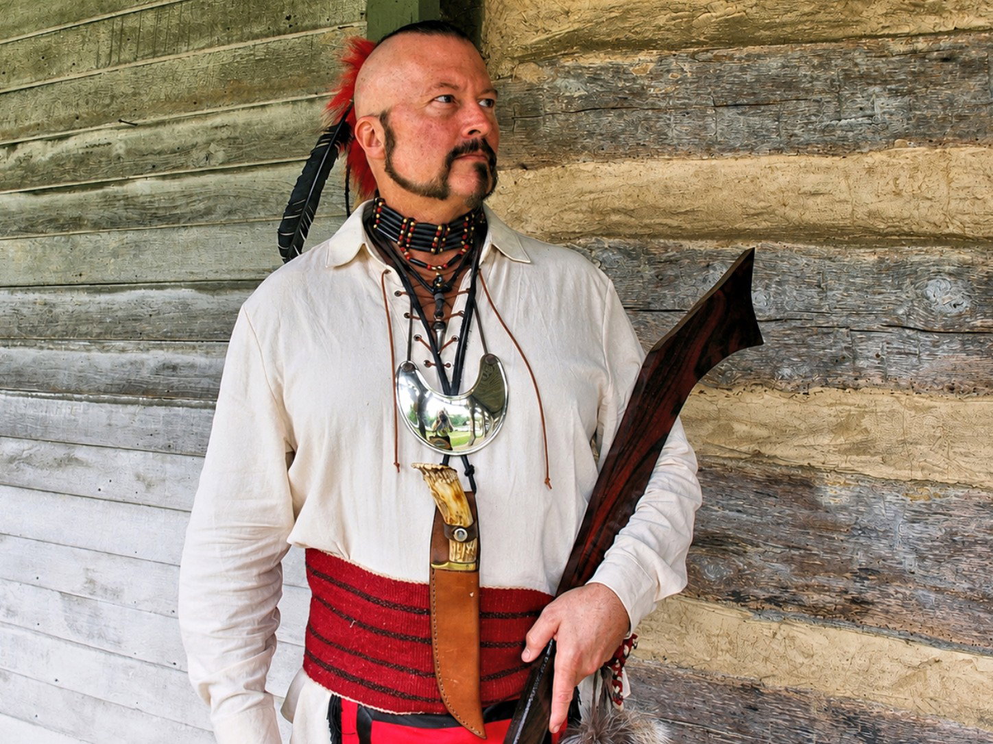 Kingsport Fun Fest: A Cherokee descendent of Dragging Canoe, the chief who led the attack on settlers here 250 years ago, presents a differing narrative on frontier conflict, Exchange Place Living History Farm, Kingsport, TN, July 25, 2026 [Photo: S Cobaugh]