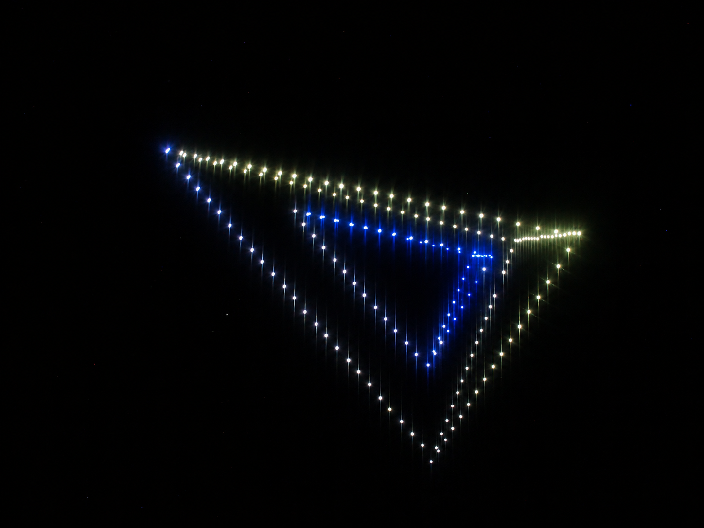 Attendees to the Sullivan County Fair, held in Piney Flats, Tenn., witnessed a flight of drones create geometric patterns, symbols, and words, on Aug. 7 and 8, 2026 [Photo: S Cobaugh]