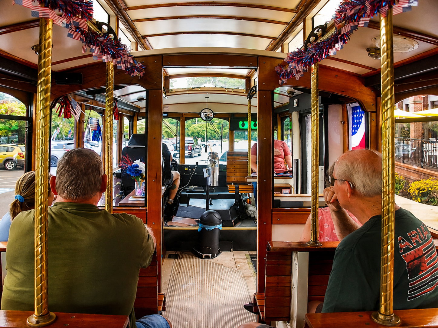 The interior of a 1991 trolley restored by Scott and Rebecca Ramsey is seen in Abingdon, Va. The Ramseys obtained the trolley in Michigan and refurbished it for use in their Experience Appalachia historic tours. [Photo: S Cobaugh]