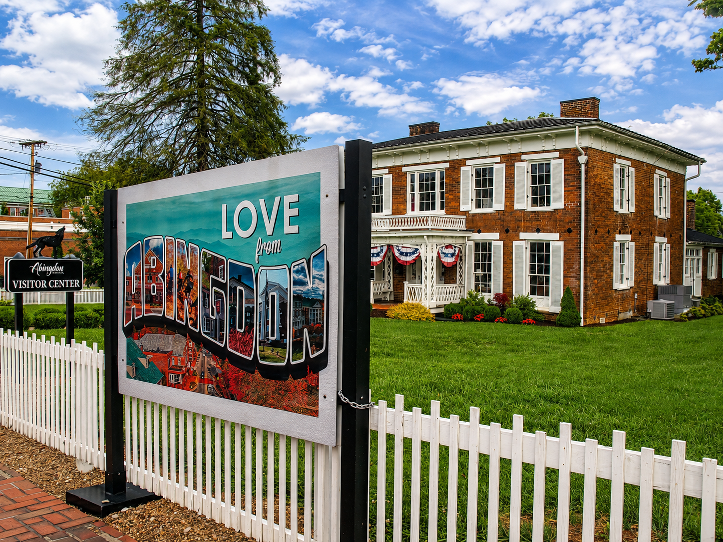 A “LOVE Abingdon” sign welcomes visitors outside the Abingdon Visitor Center in Abingdon, Va. The center provides information about the town’s historic sites, attractions, events and other destinations in Southwest Virginia. [Photo: S Cobaugh]
