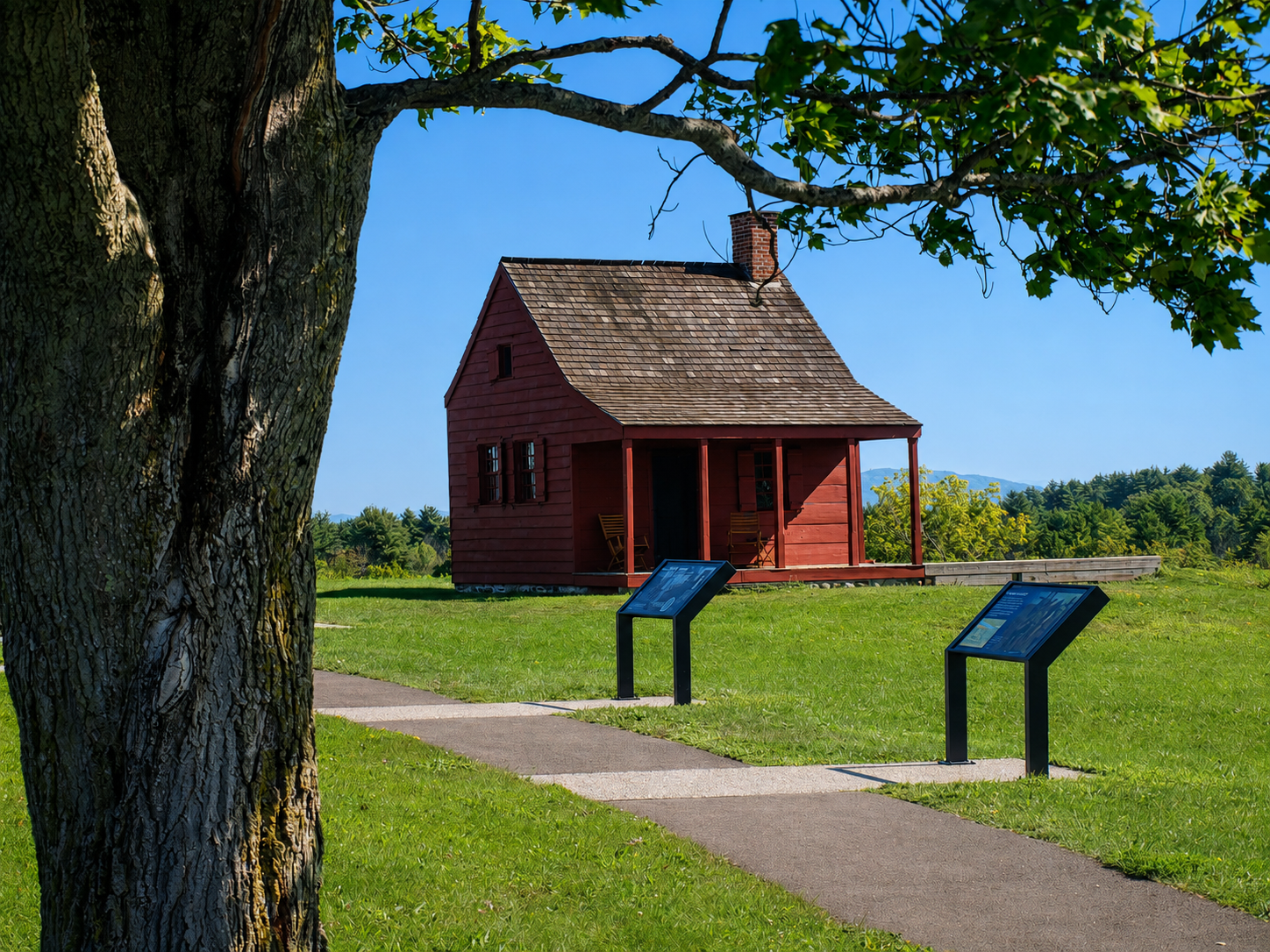 America 250: The restored Neilson House stands along the battlefield tour road at Saratoga National Historical Park in Stillwater, N.Y. John Neilson farmed the heights before and after the Battles of Saratoga, and the house was used as quarters by American generals Benedict Arnold and Enoch Poor during the 1777 campaign. [Photo: S Cobaugh, Aug. 21, 2026]