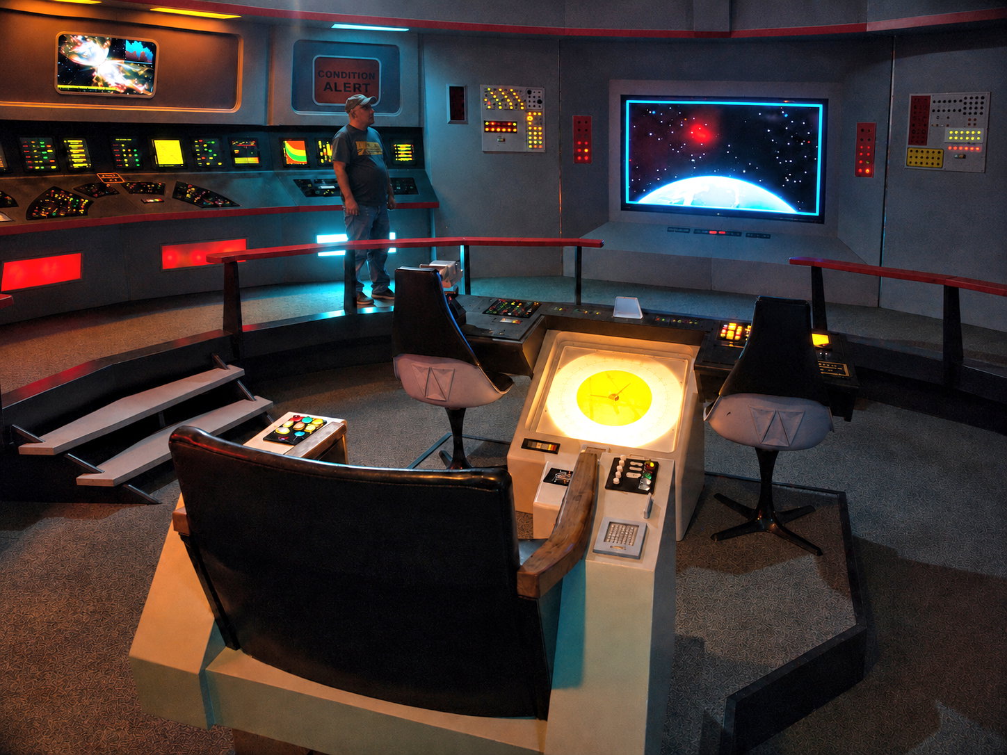 The recreated bridge of the U.S.S. Enterprise is the centerpiece room at the Star Trek Original Series Set Tour in Ticonderoga, N.Y. This location places guests inside one of television's most recognizable science-fiction settings. [Photo: S Cobaugh, Aug. 21, 2026]
