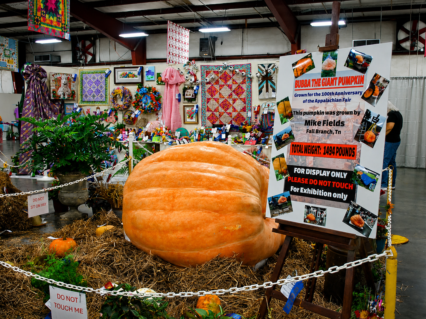 A giant, 1,494-pound pumpkin caught the attention of fairgoers at the Appalachian Fair, held in Gray, Tenn. The pumpkin was specially grown for the fair by Mike Fields of Fall Branch, Tenn. [Photo: S Cobaugh, Aug. 27, 2026]