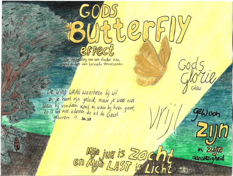 Nieuw: tekening "Gods butterfly effect"