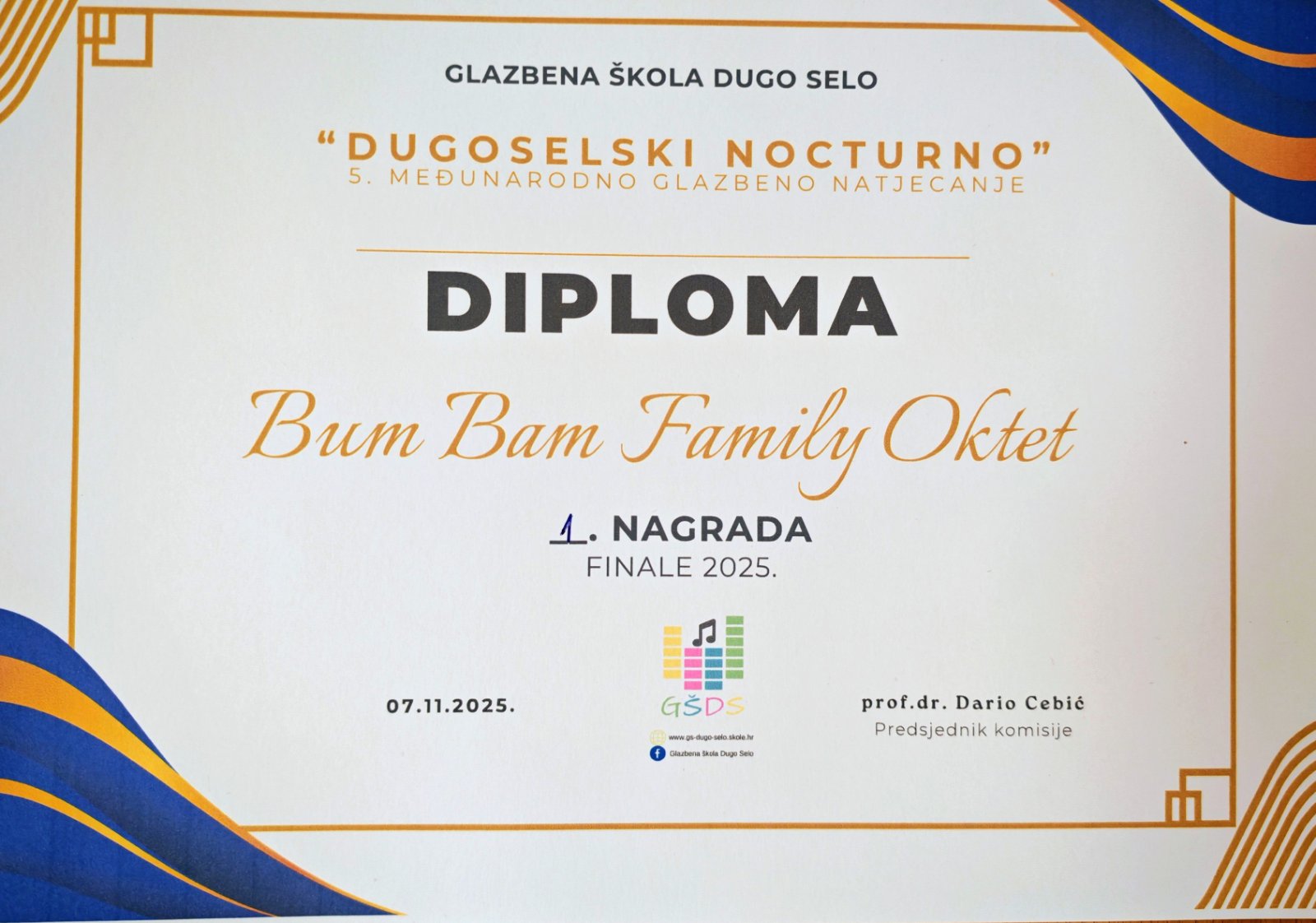 1. NAGRADA ZA OKTET U GRAND FINALU