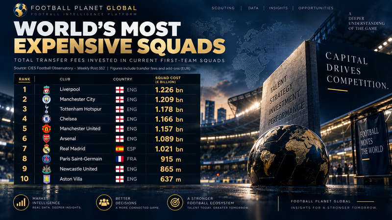 The World’s Most Expensive Squads: Where Football’s Biggest Investments Sit