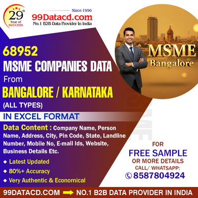 68K Bangalore/Karnataka MSME List in Excel - Free Sample