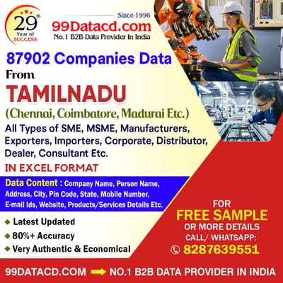 Verified Tamilnadu Industry Database – 99Datacd