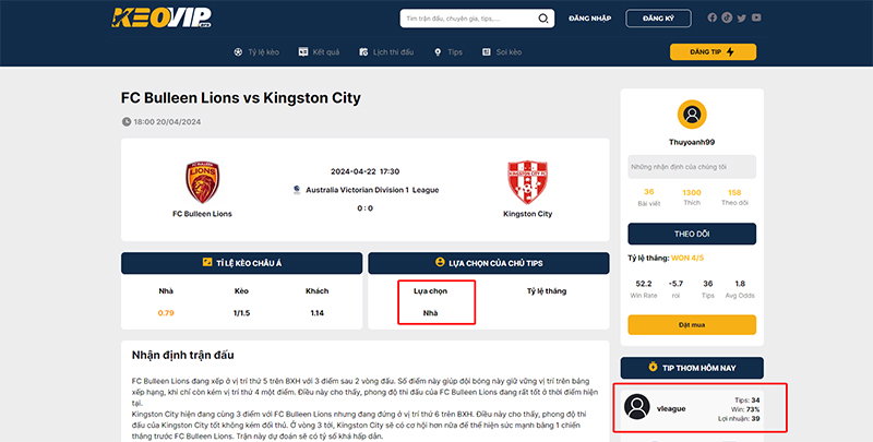 Điểm cần quan tâm khi xem dự đoán bóng đá KEOVIP