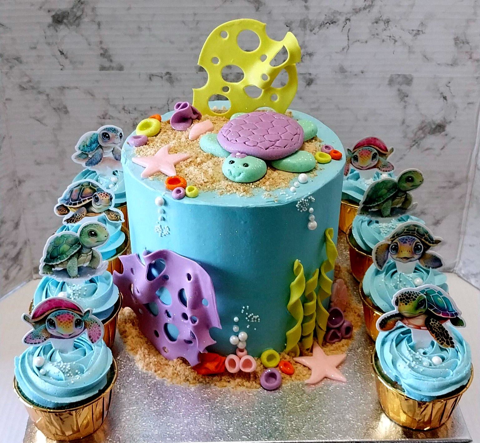 celebration board brings a 6" cake with 12 cupcakes