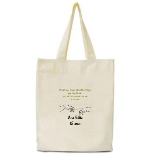 Kit 35 Ecobag Sacolas Algodão Cru 30x40 Transfer 14x20 Personalizada 15 Anos Lembrancinha XV