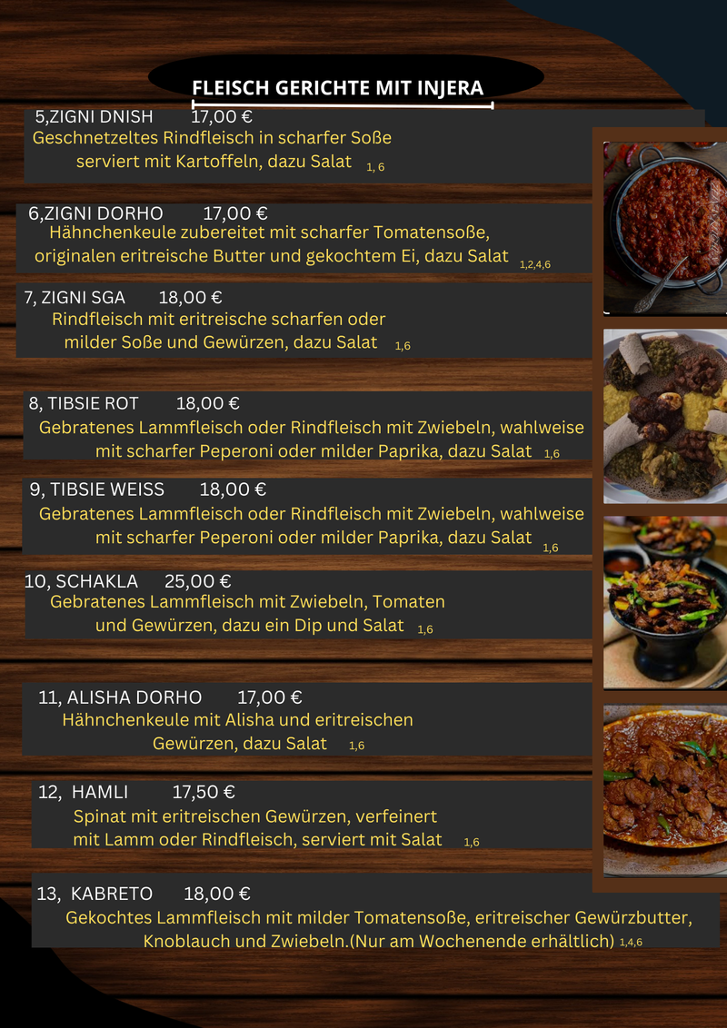 FLEISCH GERICHTE MIT INJERA