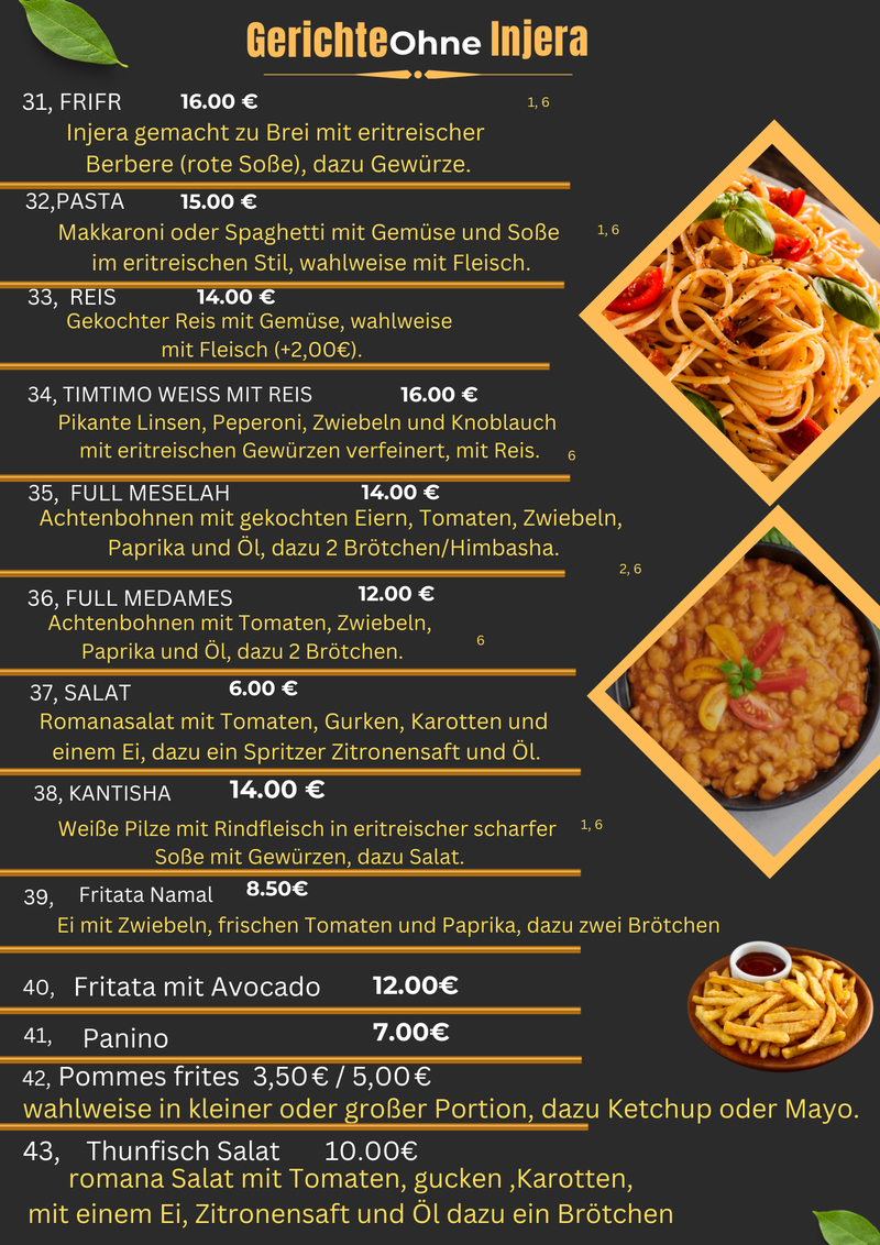 GERICHTE OHNE INJERA