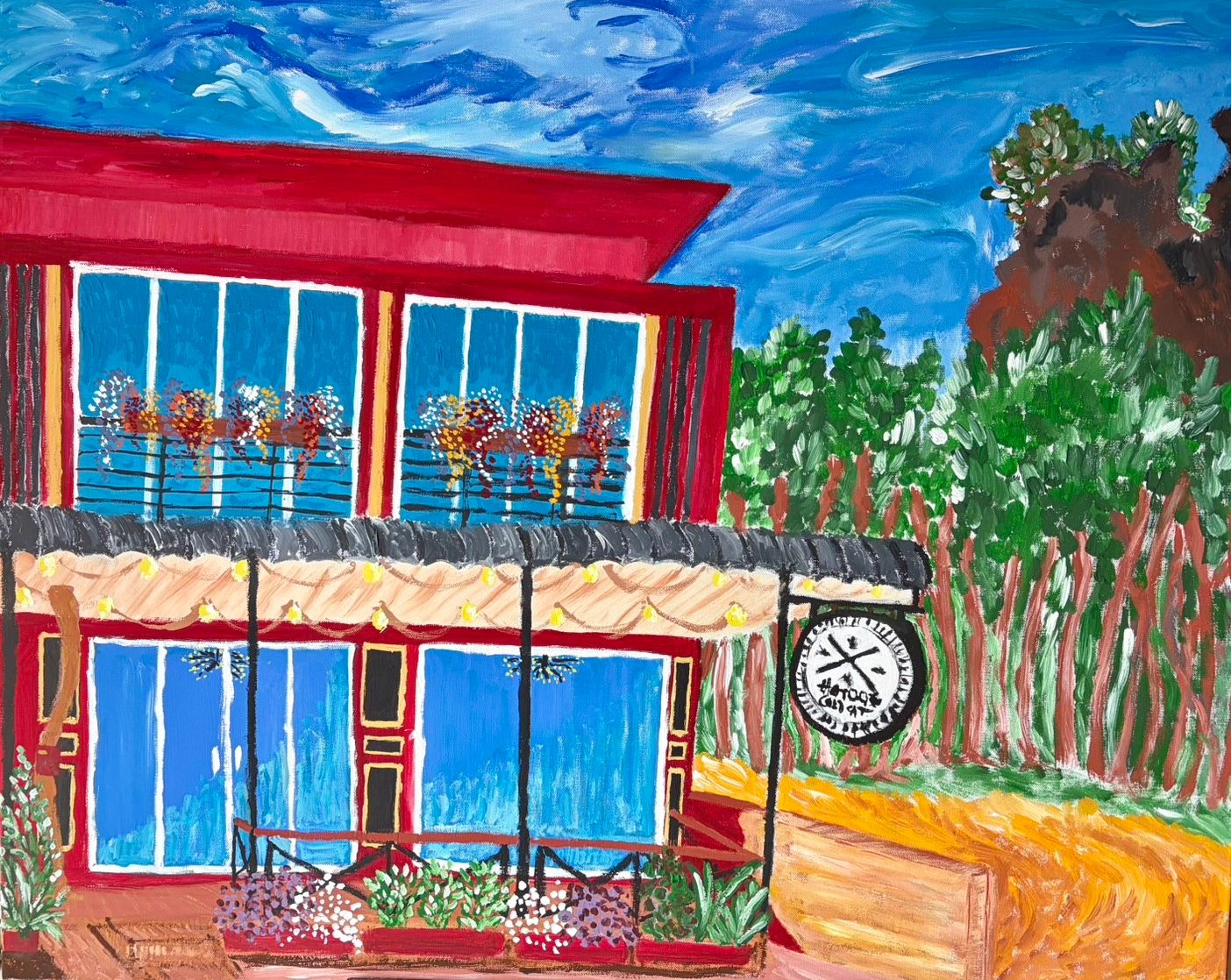 HOTDOG & COLDCAT Épicerie fine & Restaurant | Peinture gouache sur Canvas 60 x 80 cm  | 02.10.2025